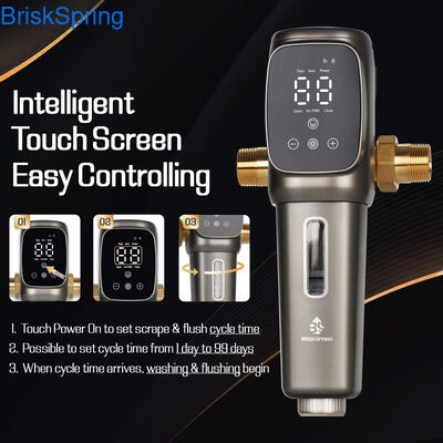 Αυτοματοποιημένο προφίλτρο πλύσης πίσω έξυπνο φίλτρο ιζημάτων, προφίλτρο υψηλής ροής για είσοδο νερού σε βίλα, διαμέρισμα και οικιακό
