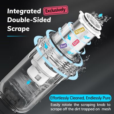 BriskSpring T2-S3G-BS 40 Micron Whole House Spin Down Sediment Pre-Filter with Reusable Stainless Steel Mesh and Manual Scraper-Assisted Cleaning