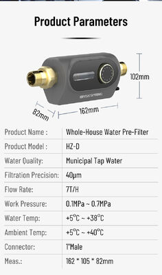 BriskSpring HZ-D 40 Micron Φίλτρο Ιζημάτων Προεπεξεργασίας Ολόκληρου Σπιτιού με Ροή 7 T/H και Περιστροφική Εγκατάσταση 360 Μοιρών